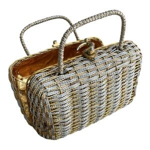 KORET Woven Golden and Silver Metallic Top Handle Handbag Vintage 60’s